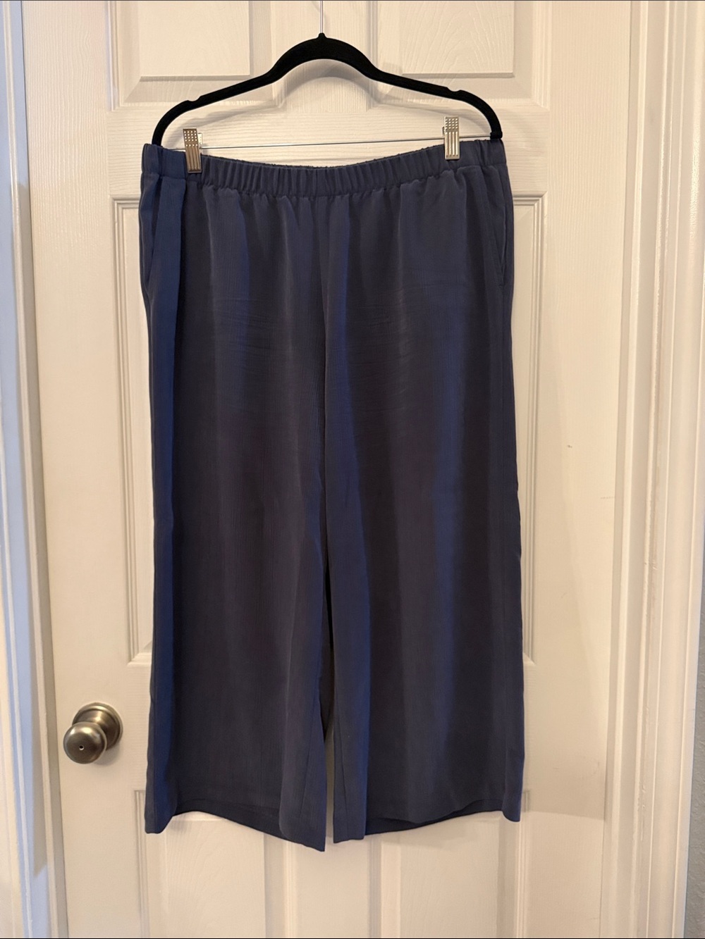 Women's Cropped Elastic-Waist Pull-On Pants - Slate Blue
